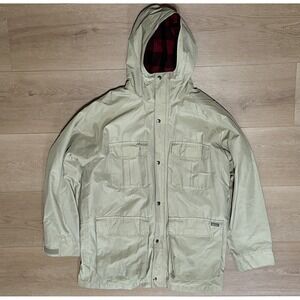 Woolrich Beige Raincoat with Red Plaid Lining